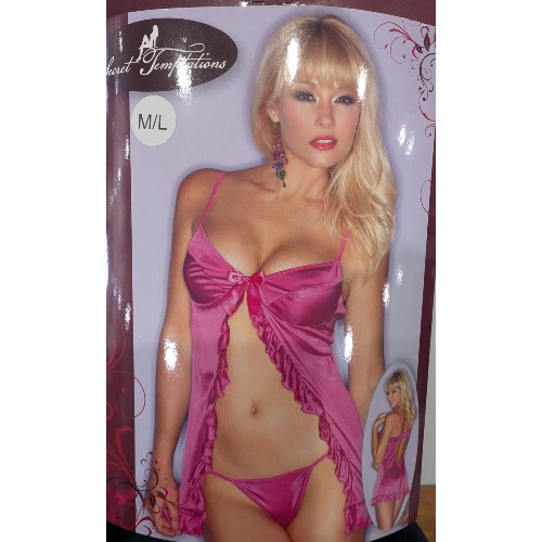 Hot Pink Ruffle Trim Babydoll