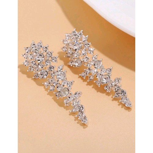 Silver Diamante Cluster Earrings