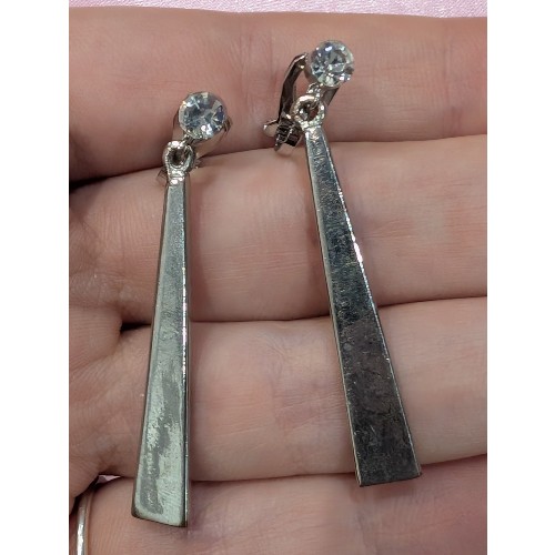 Simple Silver Drop Clip on Earrings