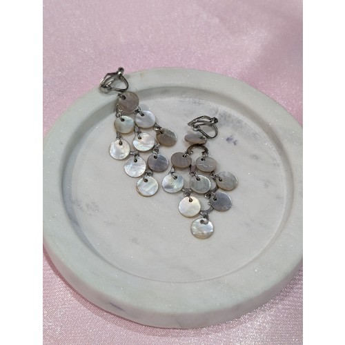 Tiered Shell Clip on Earrings