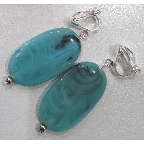 Turquoise Clip-on Earrings (Silver)