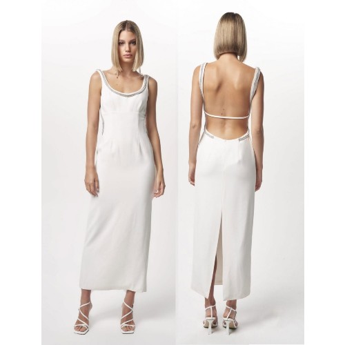 Nicola Finetti Long White Backless Dress