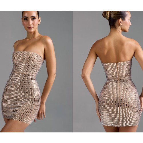 Oh Polly Aurora Embellished Bandeau Mini Dress