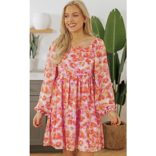 Odette Pink & Orange Dress