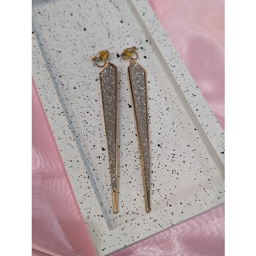 Sparkly Gold Pointy Clip-on Earrings