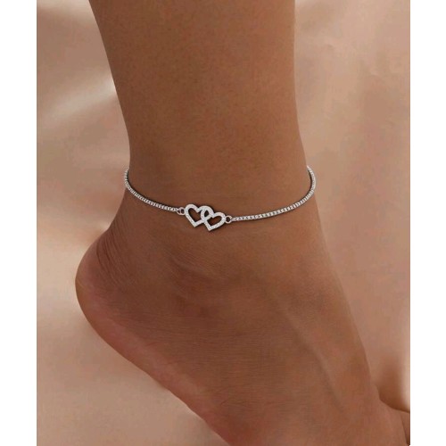 Silver Heart Anklet