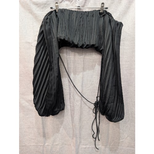 Alamour Black Pleated Off-Shoulder Top