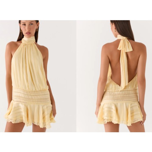 Peppermayo Willow Chiffon Mini Dress Yellow