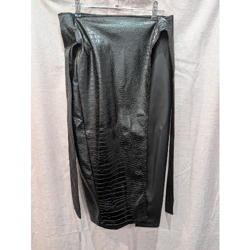 Pretty Little Thing Black Croc Print Wrap Skirt