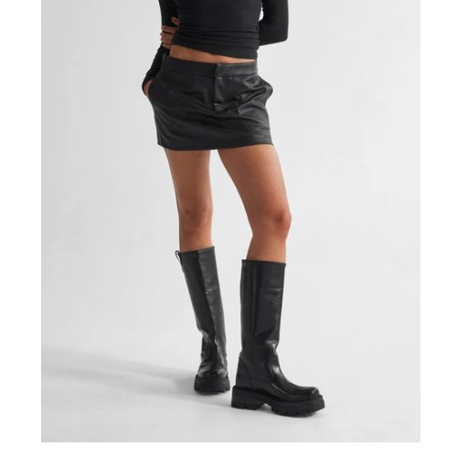 All Things Golden Pebbled Vegan Leather Mini Skirt