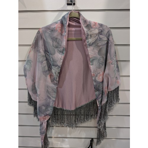 Floral and Pink Lined Shawl