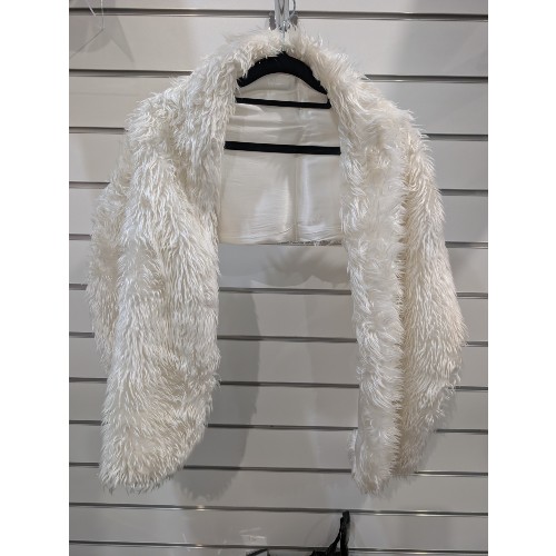 White Fluffy Stole with Silver Flecks