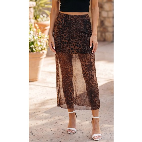 Hanna Leopard Mesh Skirt
